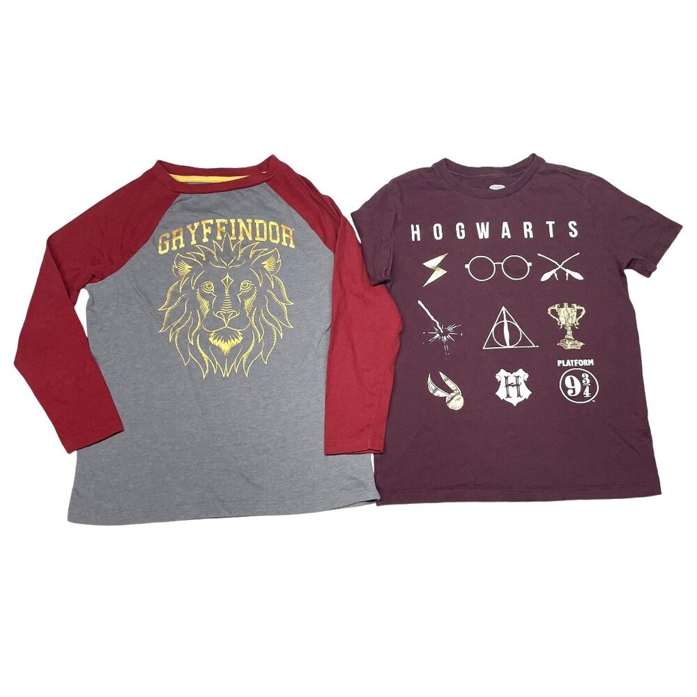 Harry Potter + Old Navy M Graphic Shirt Bundle Long Raglan Short Sleeve Gray Red